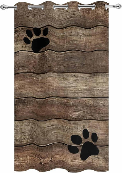 Wood Grain Outdoor Curtains for Patio Claws Animals Wooden Brown Vintage Waterproof Outside Curtains with Grommet Top Weatherproof Curtain for Cabana Pergola Gazebo, 1 Panel, 54" W x 84" L