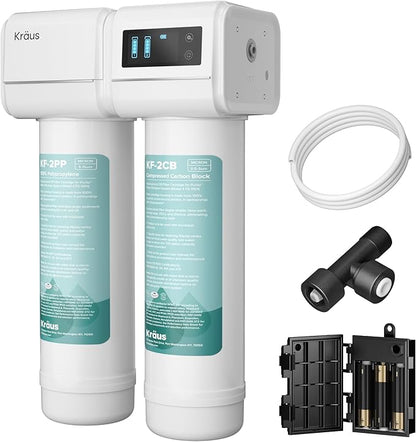 KRAUS Purita 2-Stage Under Sink Water Filtration System with Digital Display Monitor, FS-1001