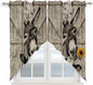 Funny Farm Animals Swag Valances for Windows, Vintage Barn Brown Sunflowers Rod Pocket Kitchen Curtains Valance, Small Window Curtains Swag for Cafe Bathroom Living Room, 2 Panels, 28x36 inch