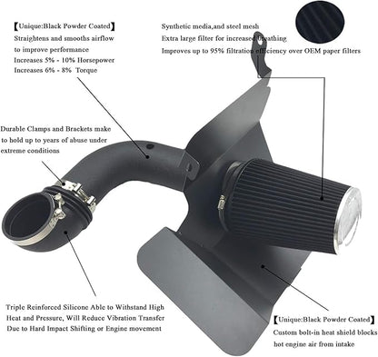 4 Inch Intake Pipe Perfit Formance Cold Air Intake Induction Kit with Filter 2003 2004 2005 2006 2007 Fit for Dodge Ram 2500 3500 5.9L L6 Turbo Diesel (Black Tube & Black Filter)