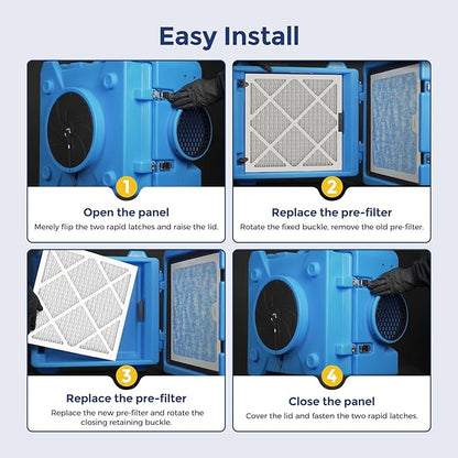 HEPA 500 Air Scrubber Filter Compatible with Mounto AF500 Drieaz HEPA 500 BlueDri AS550, 16x16x1" Pre-Filter 5 Pack, Easy Install Shield Small Dust Particles for Months