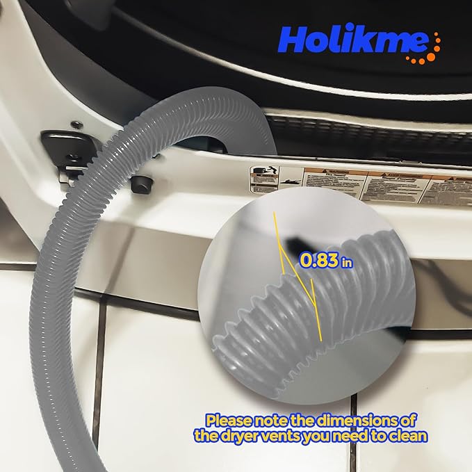 Holikme Dryer Vent Cleaner Kit 2 Pieces - Upgraded Dryer Lint Screens Cleaner Brush Part,Compatible with Most Vacuum Cleaner,Vacuum Hose Attachment & Refrigerator Coil Brush,Quickly Lint Remove,Gray