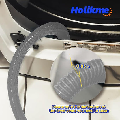 Holikme Dryer Vent Cleaner Kit 2 Pieces - Upgraded Dryer Lint Screens Cleaner Brush Part,Compatible with Most Vacuum Cleaner,Vacuum Hose Attachment & Refrigerator Coil Brush,Quickly Lint Remove,Gray