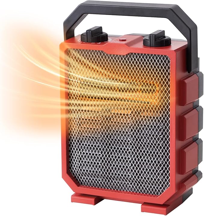 Milkhouse Electric Space Heater 1500W Portable Heater with Manual Control Fan-Only Mode Overheating & Tip Over Protection for Indoor Use WEWARM Red