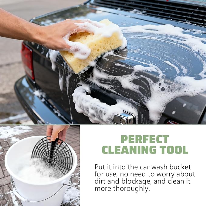 Car Wash Bucket Grit Trap Inserts, Vehicle Detailing Wash Filter for Remove Dust and Dirt, Automotive Cleaning Tool Fits 12 Inch Diameter Bucket, Universal for SUV RV Truck (Black)