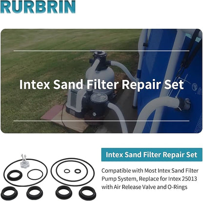 Sand Filter Pump Parts 25013 Repair Set Compatible with Intex Krystal Clear Sand Filter Pump with 25013 Air Release Valve & O-Ring Parts (1 Set)