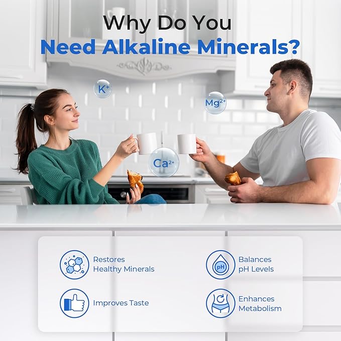 RTW5AK SGS-Tested Reverse Osmosis Alkaline Water Filter System, 6 Stage pH+ Alkaline Remineralization Under Sink RO Water Filtration System Plus Extra 3 Filters, 50 GPD