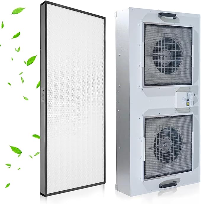 HEPA H14-Filter Laminar Flow Hood Updated FanFilter Unit（Include HEPA Filter）100/ISO Class 5 Cleanroom/Laboratory/Cleanroom/Mushroom Room, Laminar Air Flow Hood(46.2"x22.6"110V，Dual machine)