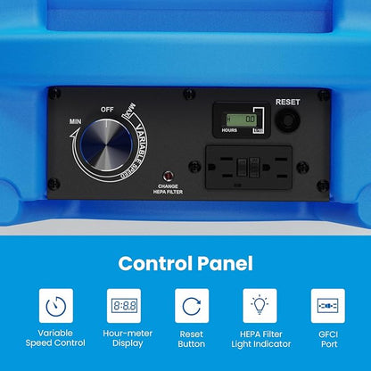 CADPXS Shield-550 Air Scrubber, Negative Machine Airbourne Cleaner HEPA Scrubber Water Damage Restoration Equipment Air Purifier