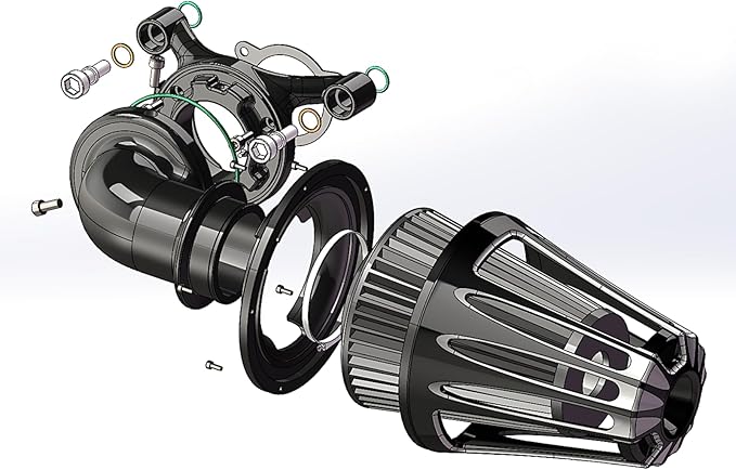 Big Sucker cone Air filter intake for harley air Cleaner Sportster Softail fatboy heritage dyna touring street road king Glide (Deep style -Black, Type C : Touring 08-16, Softail 16-17)