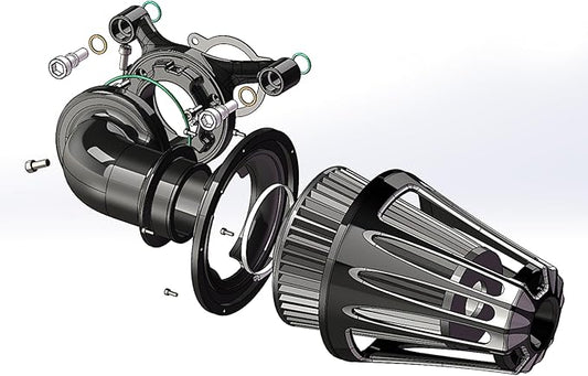 Big Sucker cone Air filter intake for harley air Cleaner Sportster Softail fatboy heritage dyna touring street road king Glide (Deep style -Black, Type C : Touring 08-16, Softail 16-17)