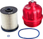 iFJF TP1015 Fuel Filter and 134001 Housing Cap Replacement for Duramax 6.6L 2017-2024 Chevy Silverado/GMC Sierra 2500HD 3500HD L5P Diesel Engine (Red Cap)