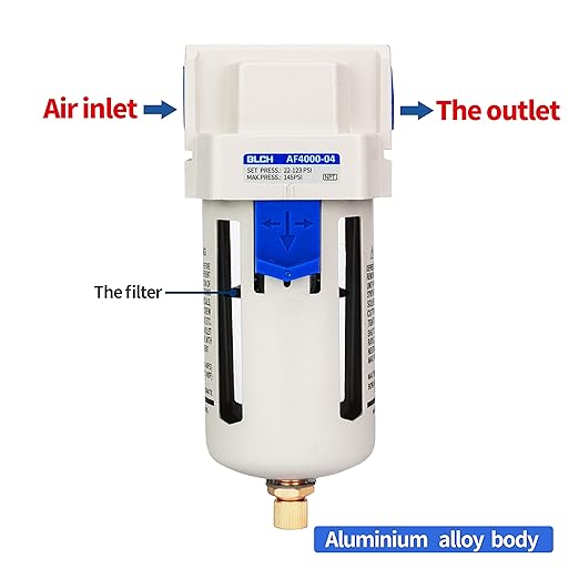 BLCH 1/2" NPT Air Line Dryer - Air Dryer for Compressor,Compressed Air Dryer Air Drying System AF4000-04 Manual Drain Poly Bowl 0-160 PSI 5μm