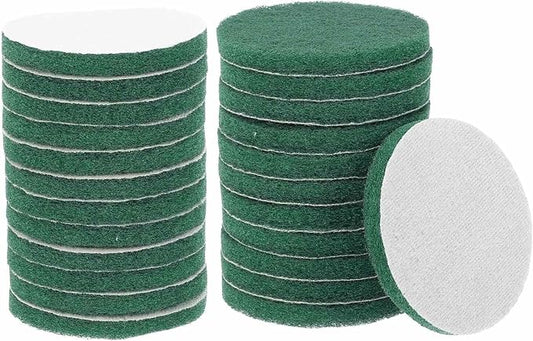 HARFINGTON 24pcs Scrubber Scouring Pads 180 Grits 4 Inch Drill Power Brush Hoop and Loop Surface Conditioning Disc Drill Scuffing Disc Scrub Pads for Home Kitchen Cleaning, Green