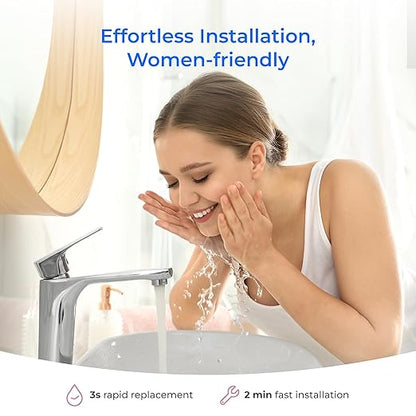 Waterdrop BFU1 Water Filter for Bathroom for Face Care, Soft Water, Strontium-enriched, Reduce 99.9% of Harmful Substance in Bathroom Sink Faucet, Reduces Skin Redness and Irritation