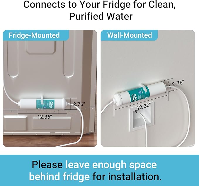 AQUACREST 5 years In-Line Water Filter for Refrigerator and Ice Maker, High Capacity, 1/4-Inch Direct Connect Fittings, Easy Installation, Reduces Chlorine, Bad Taste & Odor