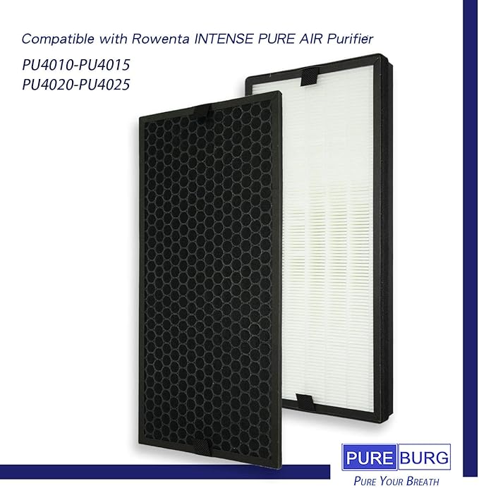 PUREBURG Replacement True HEPA Filter Kit Compatible with Rowenta INTENSE PURE Air Purifiers PU40XX Series PU4010 PU4015 PU4020 PU4025 Part # XD6074U0 XD6075 XD6070 XD6060 XD6065