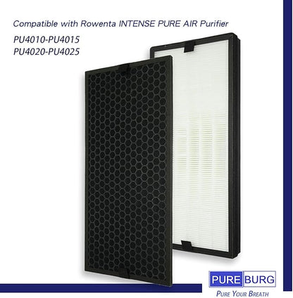 PUREBURG Replacement True HEPA Filter Kit Compatible with Rowenta INTENSE PURE Air Purifiers PU40XX Series PU4010 PU4015 PU4020 PU4025 Part # XD6074U0 XD6075 XD6070 XD6060 XD6065