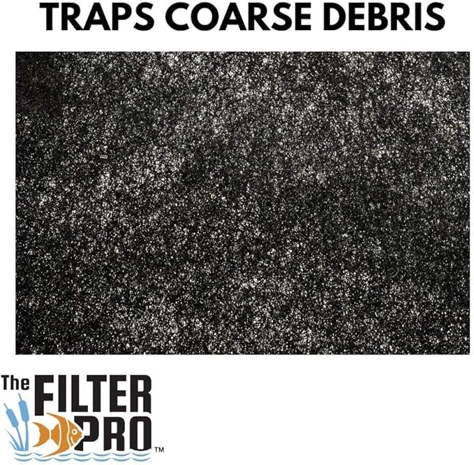 Black Coarse Filter Media, 1.25" Thick, 18" x 56" Roll, Perfect for Aquariums, Ponds or Water Gardens, Made in USA