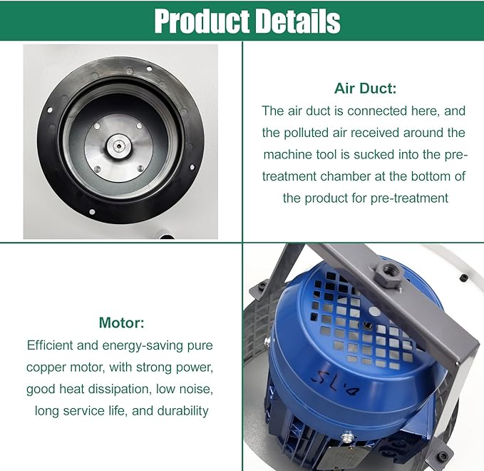Oil Mist Collector 650-824CFM High-Efficiency Powerful Centrifugal CNC Oil Mist Filter Industrial-Grade Smoke Purifier for CNC Machines 220V 750W Three-phase