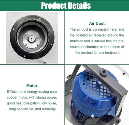Oil Mist Collector 650-824CFM High-Efficiency Powerful Centrifugal CNC Oil Mist Filter Industrial-Grade Smoke Purifier for CNC Machines 220V 750W Three-phase