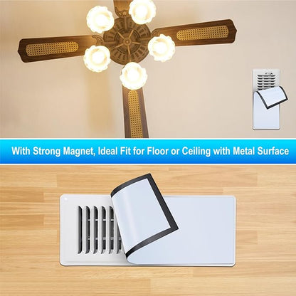 Magnetic Floor Register Vent Covers, 4 x 10 Inch Superior Hold Vent Covers for Home, Air Vent Covers for Sealing Floor, Wall, and Ceiling Registers, RV and HVAC, White