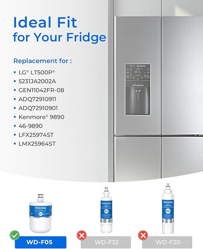Waterdrop 5231JA2002A Refrigerator Water Filter, Replacement for LG® LT500P®, GEN11042FR-08, ADQ72910911, ADQ72910901, Kenmore 9890, 46-9890, LFX25974ST, 2 Pack (Package May Vary)