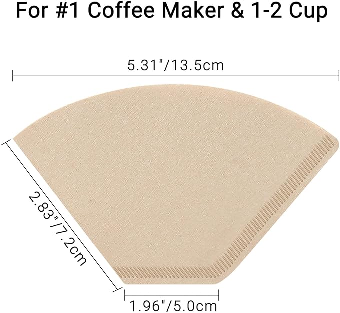 Segarty #1 Coffee Cone Filters, 400 Count Pack Size 1-2 Cup Natural Unbleached Brown Paper Disposable Pour Over Maker Basket Dripper for Most Brewer Machine for Home, Office, Cafetera