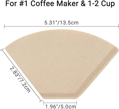 Segarty #1 Coffee Cone Filters, 400 Count Pack Size 1-2 Cup Natural Unbleached Brown Paper Disposable Pour Over Maker Basket Dripper for Most Brewer Machine for Home, Office, Cafetera