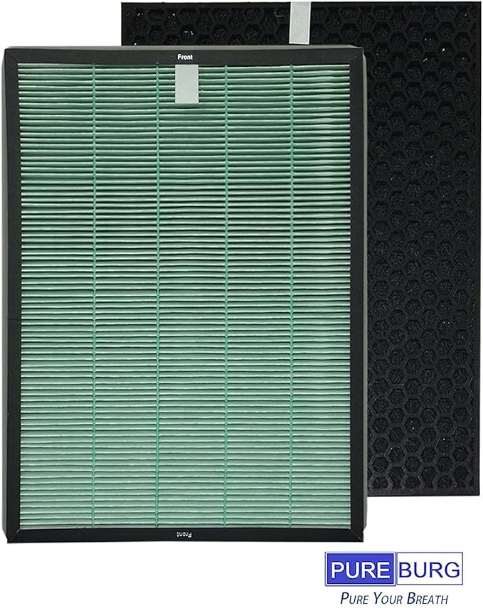 PUREBURG Replacement Filter Set Compatible with RabbitAir BioGS 2.0 Ultra Quiet Model SPA-550A & SPA-625A Air Purifiers,H13 True HEPA + Activated Carbon Filter Air Clean Odor