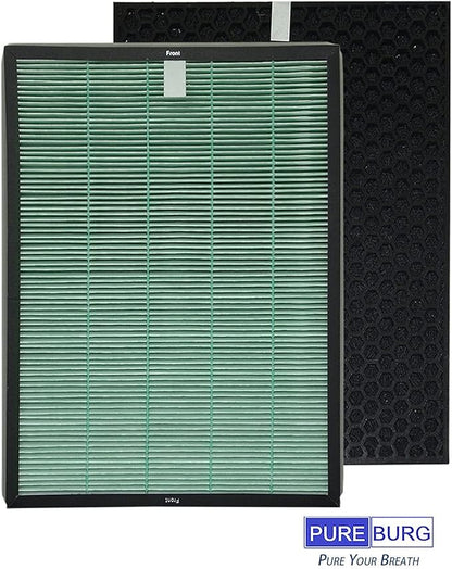 PUREBURG Replacement Filter Set Compatible with RabbitAir BioGS 2.0 Ultra Quiet Model SPA-550A & SPA-625A Air Purifiers,H13 True HEPA + Activated Carbon Filter Air Clean Odor