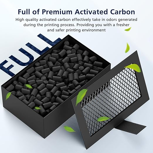2 Pack Activated Carbon Air Filter Cartridge for Bamboo Lab X1/X1C/P1P/P1S 3D Printer, Replacement Carbon Filters for VOCs PM2.5 Odors, Black