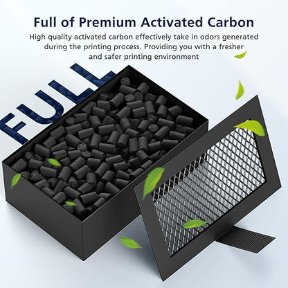 2 Pack Activated Carbon Air Filter Cartridge for Bamboo Lab X1/X1C/P1P/P1S 3D Printer, Replacement Carbon Filters for VOCs PM2.5 Odors, Black