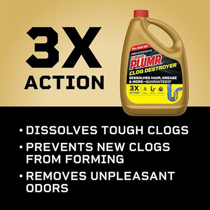 Clorox Liquid-Plumr Pro-Strength Clog Destroyer, Liquid Drain Cleaner, 80 Fluid Ounces (Package May Vary)