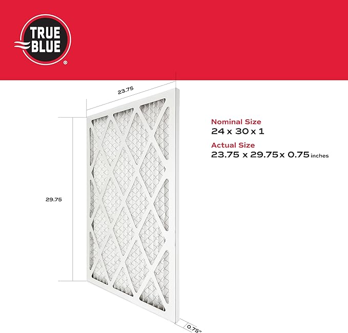 True Blue 24x30x1 MERV 11 Allergen Air Filter (4-Pack) | Electrostatic Pleated HVAC Furnace Air Filter | Replacement Filter for Home Use | Made in USA