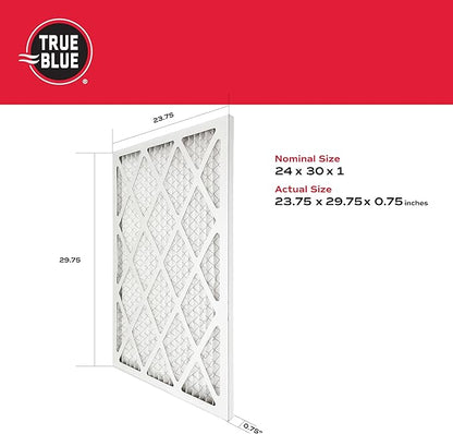 True Blue 24x30x1 MERV 11 Allergen Air Filter (4-Pack) | Electrostatic Pleated HVAC Furnace Air Filter | Replacement Filter for Home Use | Made in USA