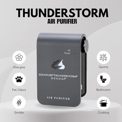 EdenPURE Thunderstorm III Air Purifier – Small Plug-In Ozone Generator & Ionizer – Eliminates Odors, Pet Smells, Smoke, Mold – Filter-Free Portable Cleaner for Home, Travel, Car, Office Use