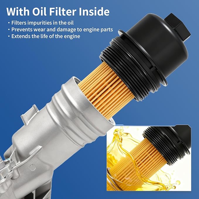 11428583895 Aluminium Engine Oil Filter Housing Assembly with Oil Cooler & Filter Compatible with BMW 340i 440i 540d 540i 640i 740i M240i X3 X4 3.0L 2016-2021 Replace # 11428511391