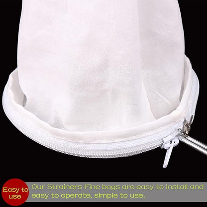 WMKGG Ultra Fine Mesh Strainer Bags, Reusable Mesh Filter Bags with Stainless Steel Handle Frame for Filter NutMilk, Coffee, Milk, Butter, Juices and Fresh Cheese (Small Size)