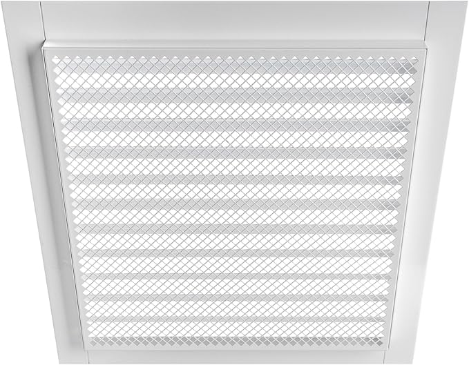 Repa Market 12" x 12" Inch (Inner Dimensions) Galvanized Steel White Soffit Air Vent Cover - Louvered Square Gable Vent with Mesh Screen - Exhaust/Intake Ventilation Grill - Outdoor Metal Duct Grate
