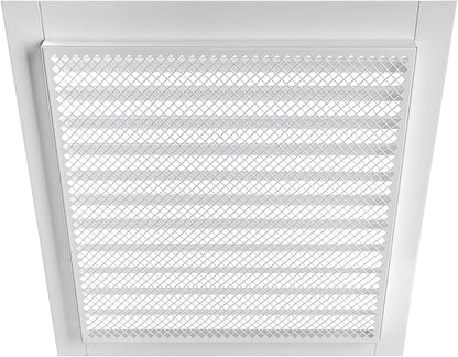 Repa Market 12" x 12" Inch (Inner Dimensions) Galvanized Steel White Soffit Air Vent Cover - Louvered Square Gable Vent with Mesh Screen - Exhaust/Intake Ventilation Grill - Outdoor Metal Duct Grate