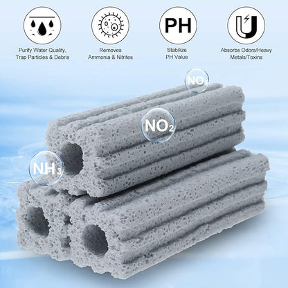 RealPlus Ceramic Bio Filter Media for Aquarium Sump Canister Pond Fish Tank, Vast Surface Area (3.8" Length / 72pcs)
