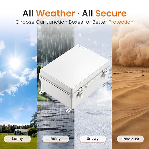 QILIPSU Waterproof Junction Box IP67 Outdoor Plastic Electrical Project Enclosure Weatherproof with Mounting Plate, Wall Brackets, Hinged Grey Cover 14.8"x10.8"x6.1"