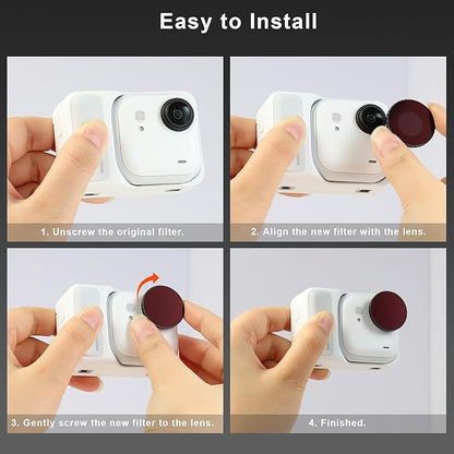 Haoge Filter Set for Insta360 GO Ultra,Includes CPL, Black Diffusion 1/4, ND8,and Screen Protector, GO Ultra Accessories, HD Optical Glass/Multi-Coated
