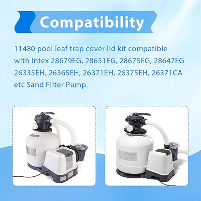 Sand Filter Pump Replacement Parts, 11480 Pool Leaf Trap Cover Lid with O-Ring Kit for Intex Sand Filter Pumps 26335EH, 26339EH, 26365EH, 26367EH, 28647EG, 28651EG, 28675EG