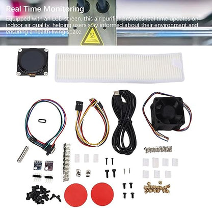 3D Printer Air Filter, LCD Display Real Time Monitoring Activated Carbon Air Purifier Accessories Kit, with Adjustable Sensors, for 3D Printer Enthusiasts
