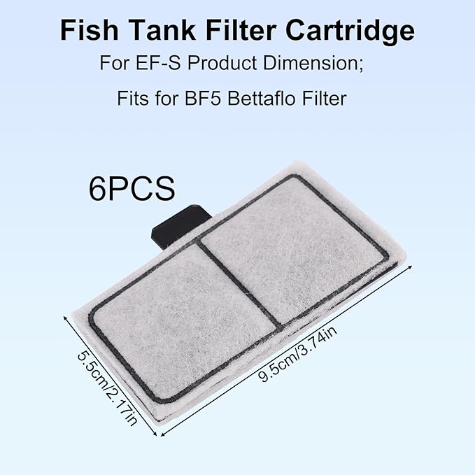 24pcs Filter Cartridges Compatible with Top Fin EF-S & BF5 BETTAFLO, 9.5x5.5cm/3.74x2.17in Fish Tank Filter Cartridge Replacement for Aquarium Water Filtration