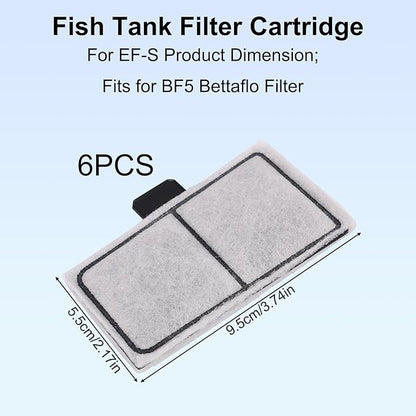 24pcs Filter Cartridges Compatible with Top Fin EF-S & BF5 BETTAFLO, 9.5x5.5cm/3.74x2.17in Fish Tank Filter Cartridge Replacement for Aquarium Water Filtration