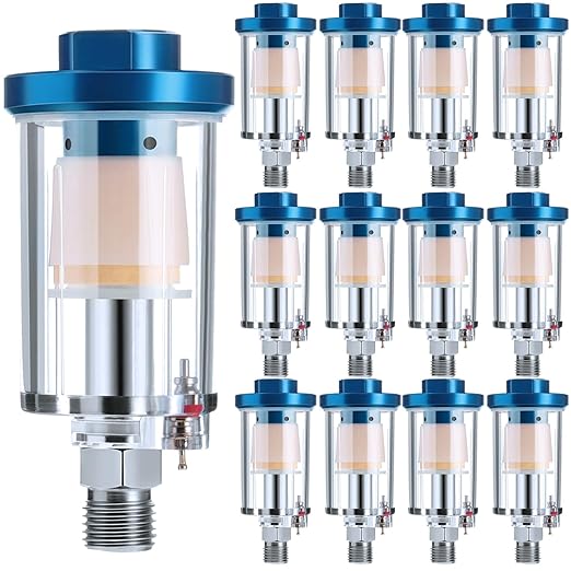 Mudder 14 Pcs Compressed Air Filter Water Oil Separator 1/4 Inch NPT Inlet and Outlet Airbrush Filter Moisture Separator for Air Line Compressor Fitting, 90 PSI