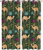 2 Panel Kitchen Cafe Curtains, Retro Desert Camel Sunlight Filtering Nature Air Through, Window Decor Tier Curtains for Living Room 80W x 84L inch Tropical Animal Aloe Vera Leaves Dark Green